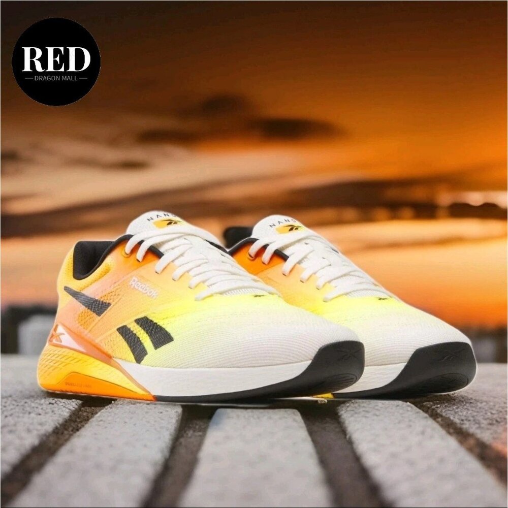 Reebok Nano X5 Chalk Black Electric Amber Training Shoes - Men's Size 12.5